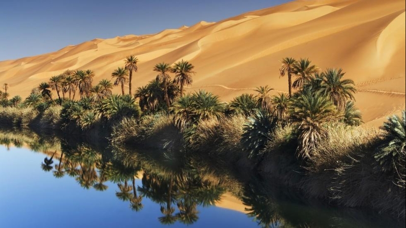 A fabulous oasis in the African desert: Ubari lakes