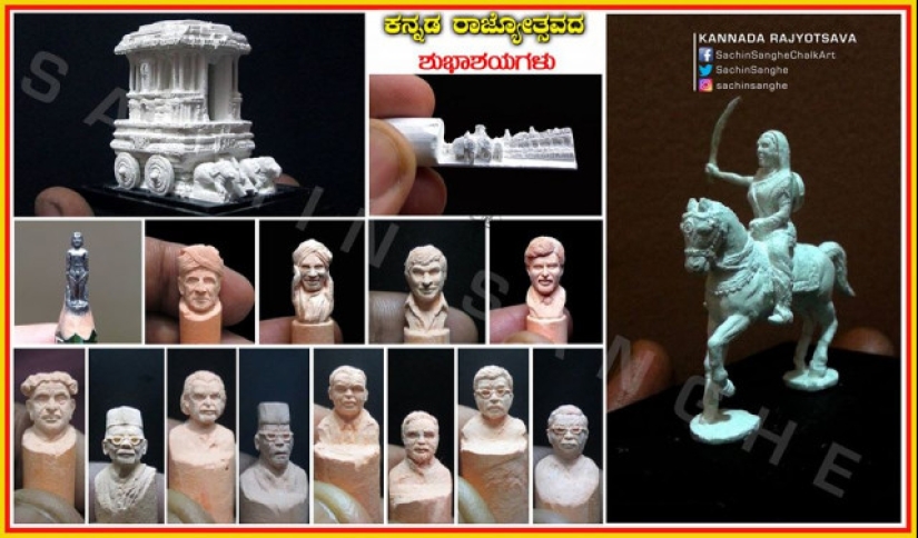 A guy from India carves incredible tiny sculptures out of small crayons