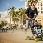 A longboard stroller will amuse both children and parents!