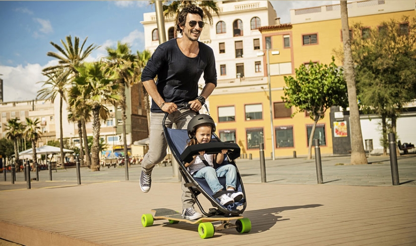 A longboard stroller will amuse both children and parents!