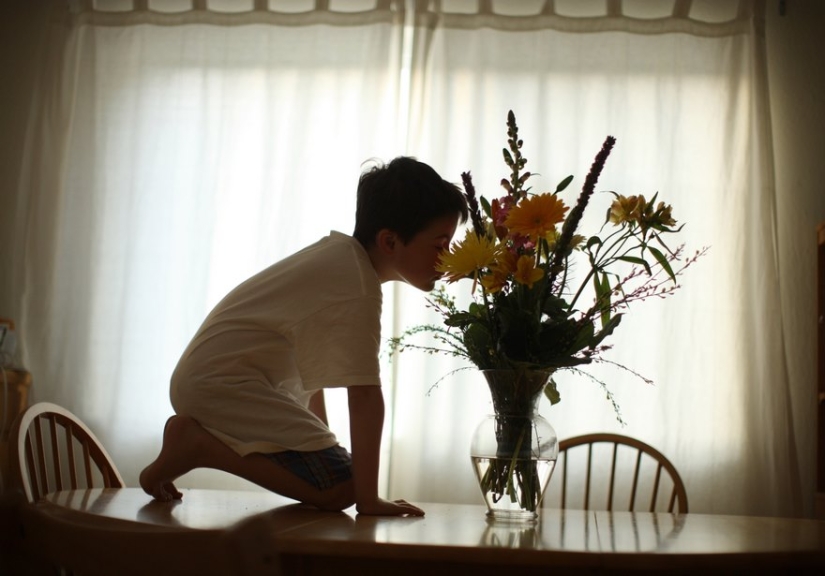 A loving father reverently captures the unique habits of an autistic son