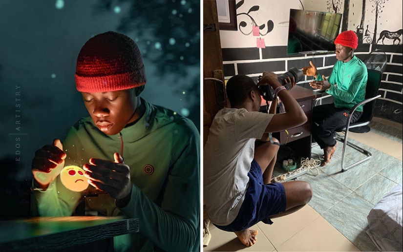 A photographer from Nigeria shows behind the scenes of his photos