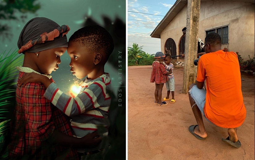 A photographer from Nigeria shows behind the scenes of his photos