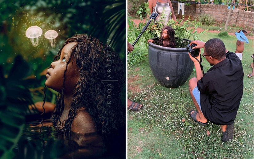 A photographer from Nigeria shows behind the scenes of his photos