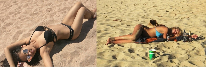 A selection of photos "expectation and reality" when I went on vacation
