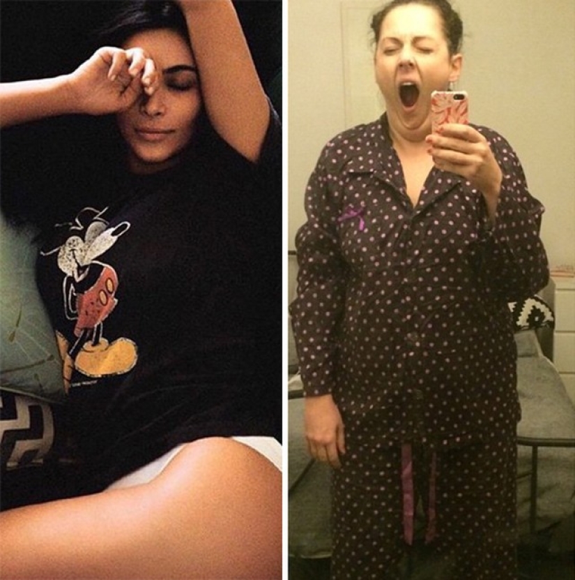 A woman very funny parodies photos of stars on Instagram