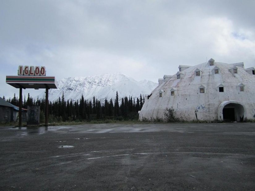 Abandoned igloo hotel in Alaska