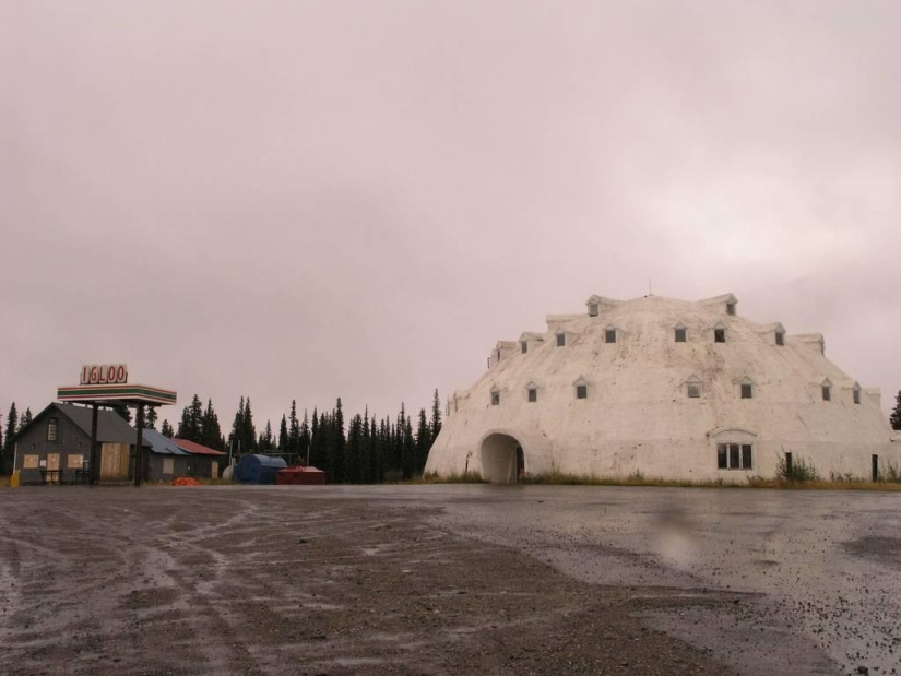 Abandoned igloo hotel in Alaska