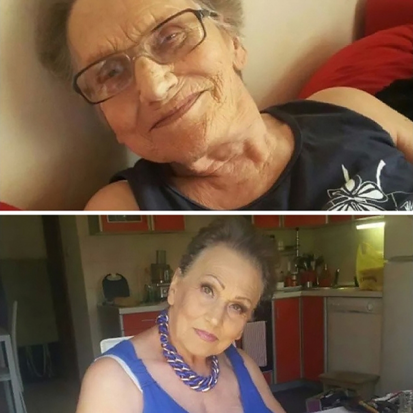 Abuela de 80 años le pidió a su nieta que la maquillara y amaneció famosa