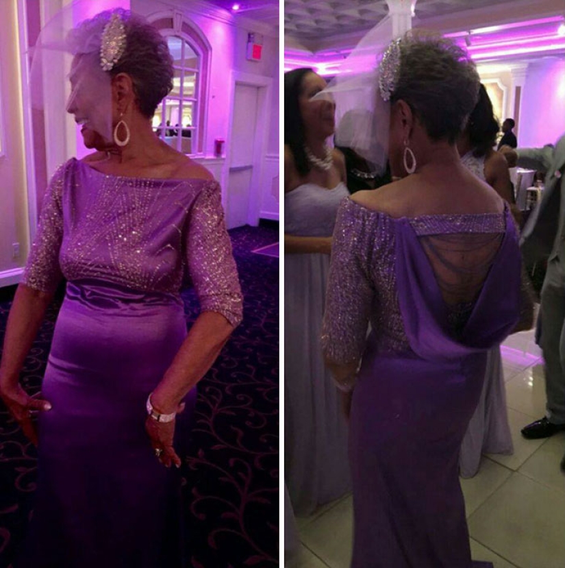 abuela de 86 años se casó con un vestido elegante de su propio diseño