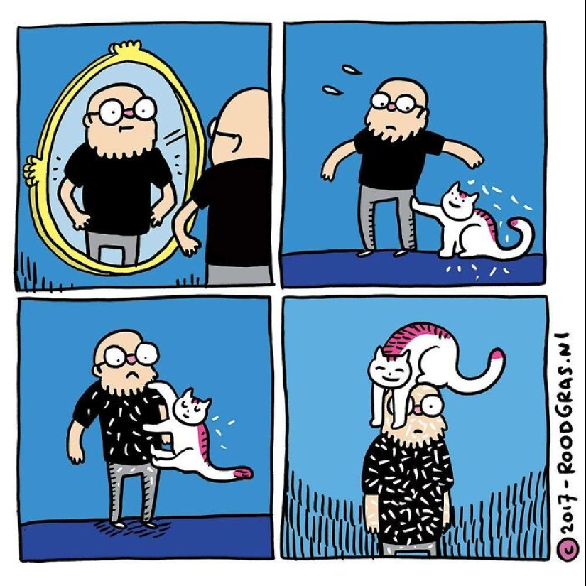 Adorables cómics sin palabras del gato de esta artista holandesa