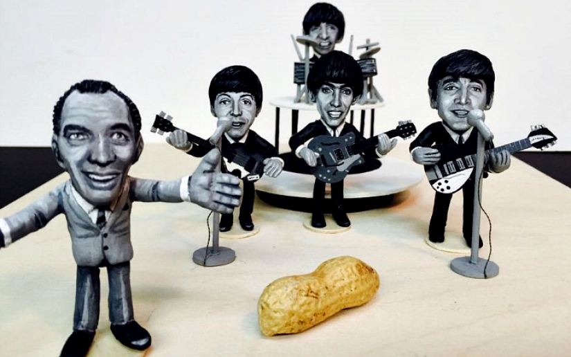 American creates ingenious figurines from peanuts