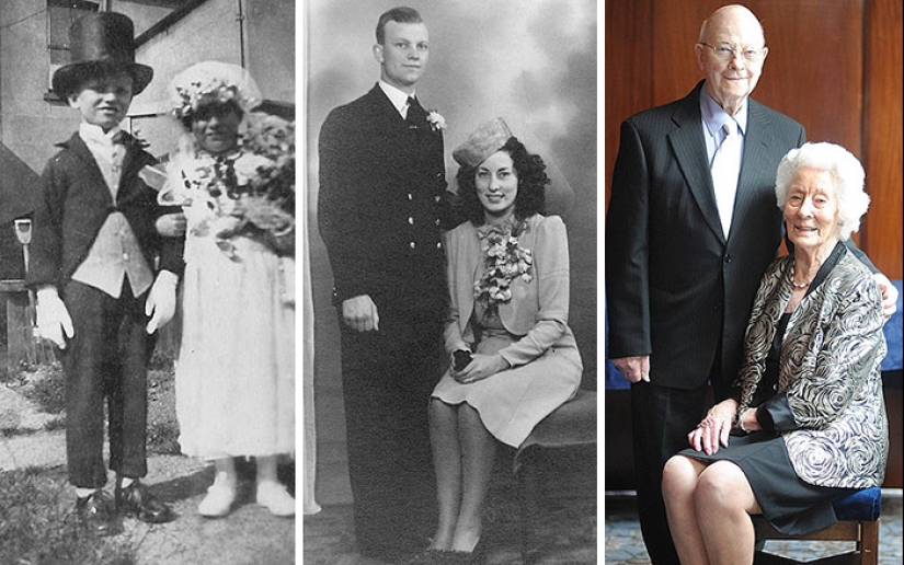 Amor eterno: las parejas rehacer mis fotos antiguas, muchos años más tarde