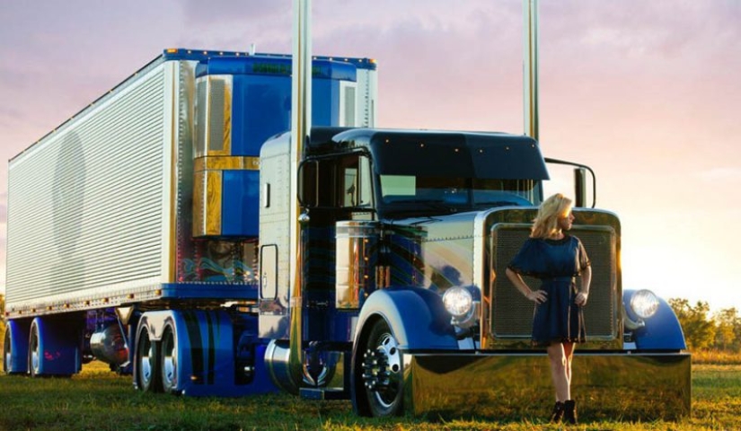 An American classic: trucks Peterbilt and leggy beauty