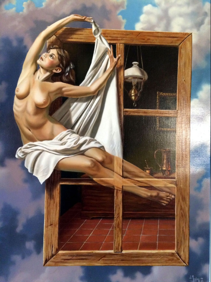 Angelic and earthly in the paintings of the surrealist artist Juan Medina