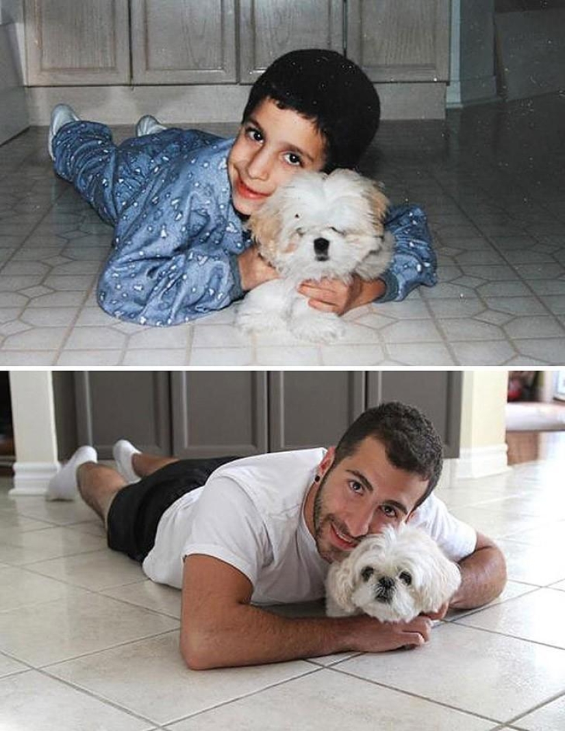 Antes y después: divertidas fotos familiares décadas después