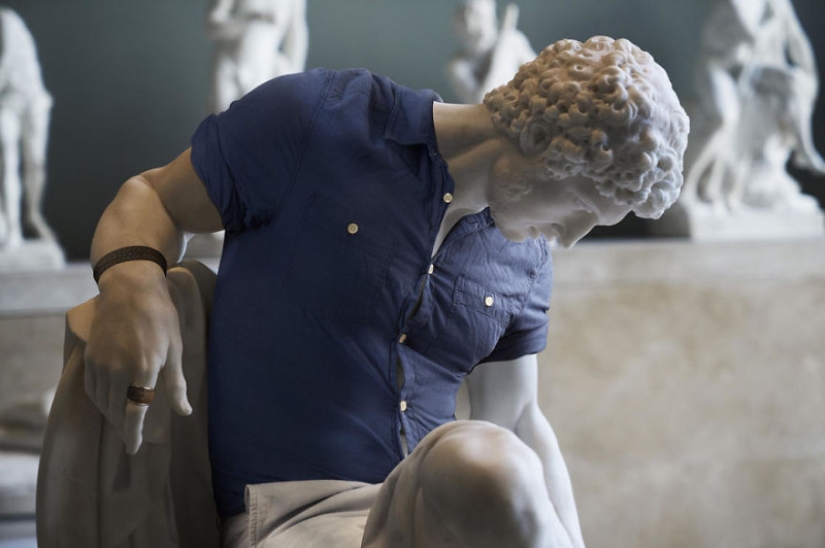 Apollo in Ray Ban: the second part of the acclaimed series of clothed sculptures