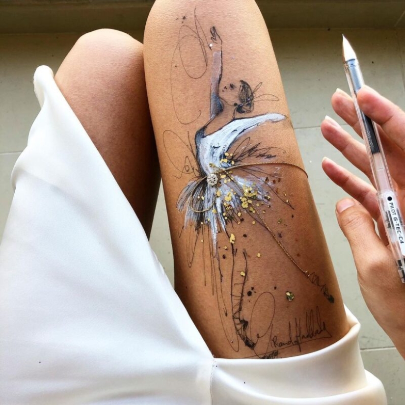 Arte corporal en las caderas de la artista jordana Randa Haddadin