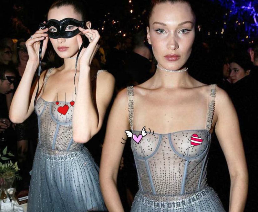 At the forefront of trends: protruding "designer" nipples under transparent outfits