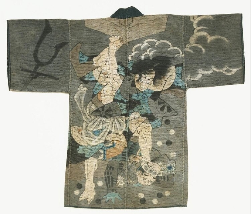 Atuendo de los bomberos japoneses de los siglos 17 y 19 como una forma de arte separada