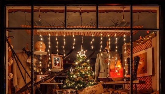 Austrian Christmas story. Night lights of St. Gilgen