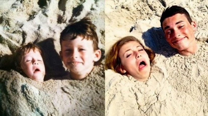 Before and after: funny family photos decades later
