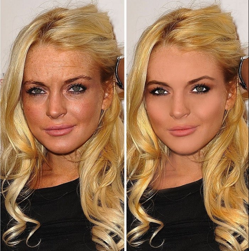 Before and after photoshop. Celebrities