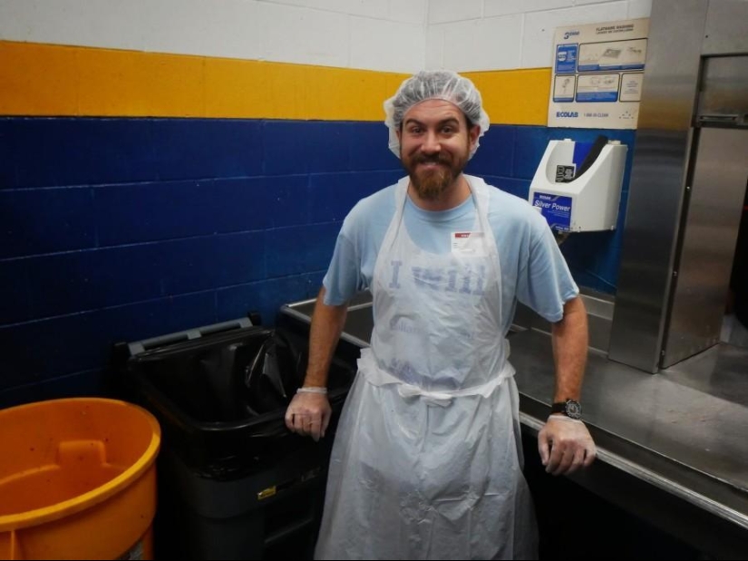 Breakfast at an American homeless shelter