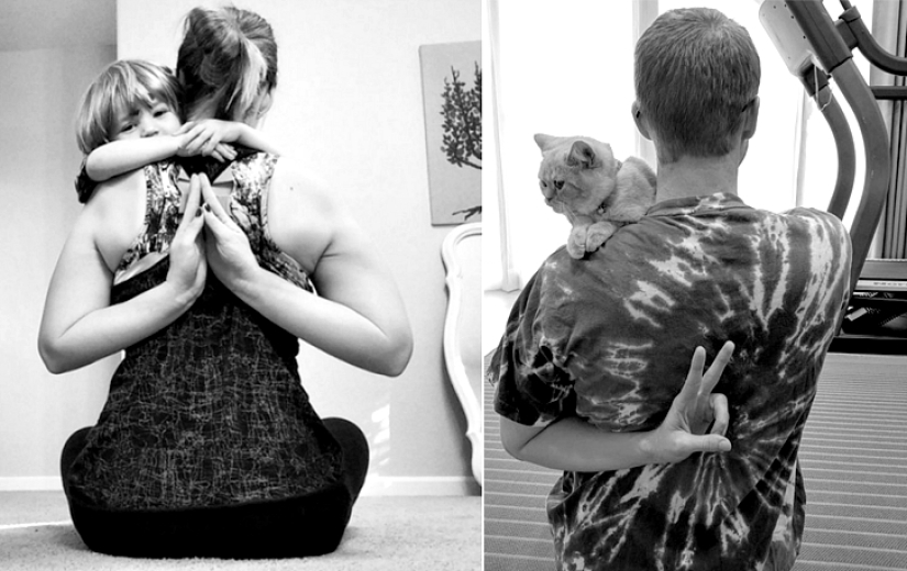 Brother parodied photos of twin sister with the help of a cat