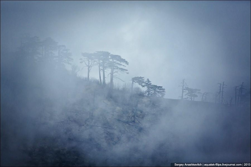 Caminar bajo las nubes. Meseta de Ai-Petri en Crimea