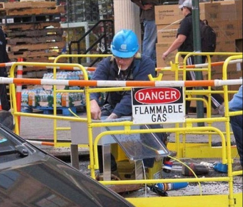 Careful, idiots at work, or how are they still alive?