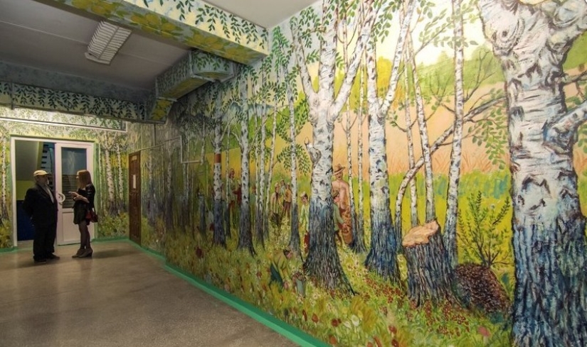 Caretaker turns school walls into art gallery