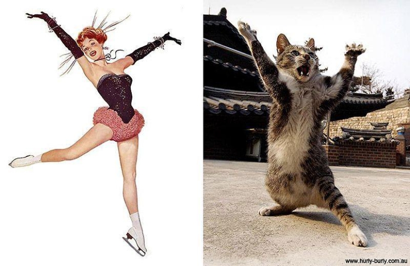 Cats and girls in pinup style