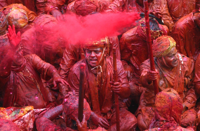 Celebración del festival Holi en India