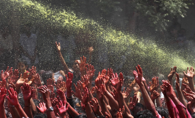 Celebración del festival Holi en India