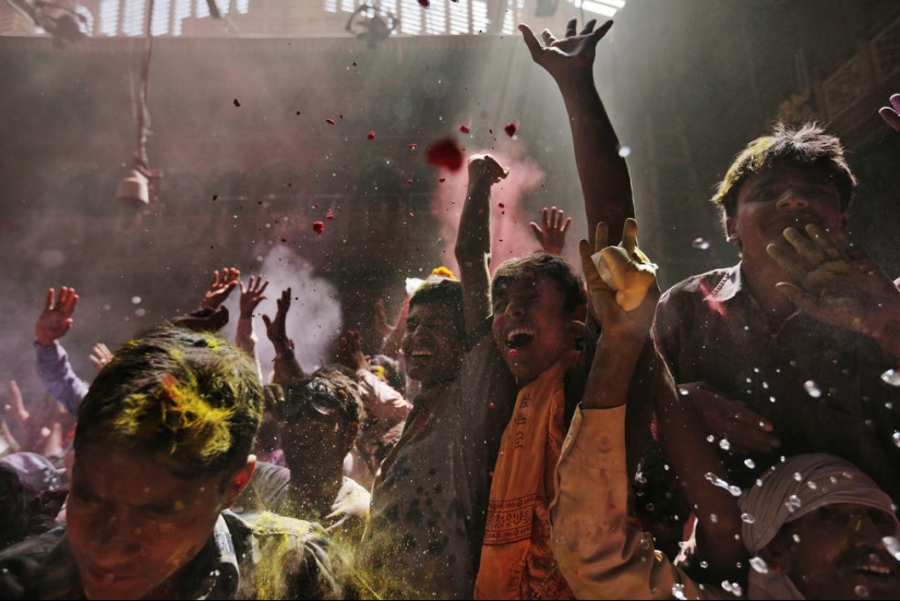 Celebración del festival Holi en India