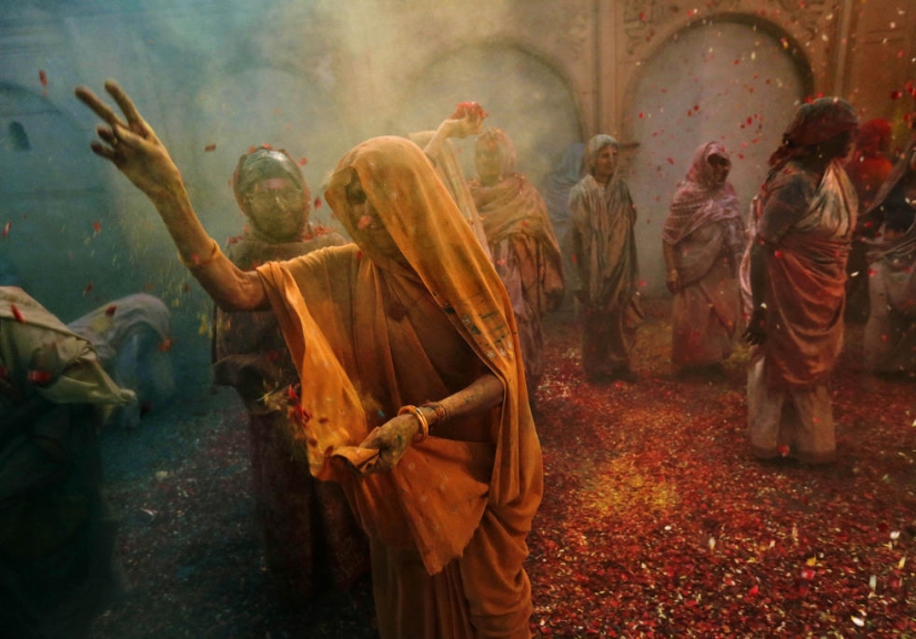 Celebración del festival Holi en India