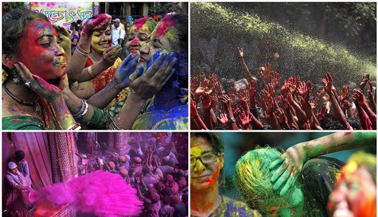 Celebración del festival Holi en India