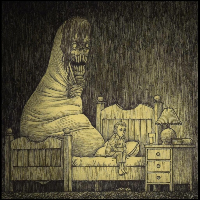 Children&#39;s nightmares in the drawings of horror master John Mortensen
