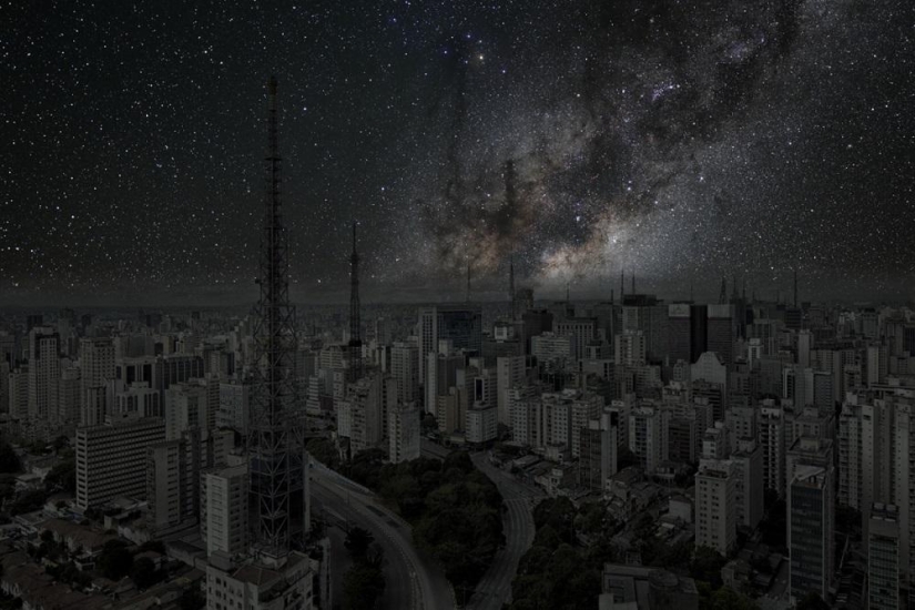 Cielo estrellado sobre las ciudades más grandes del mundo