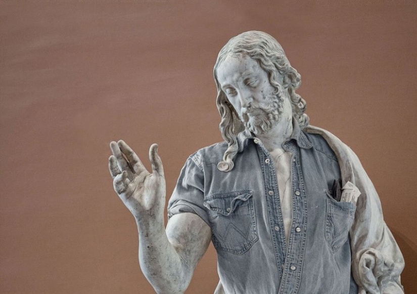 Classic sculptures dressed like hipsters