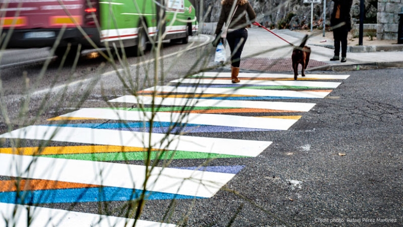 Colorful pedestrian crossings in Madrid that are impossible to miss