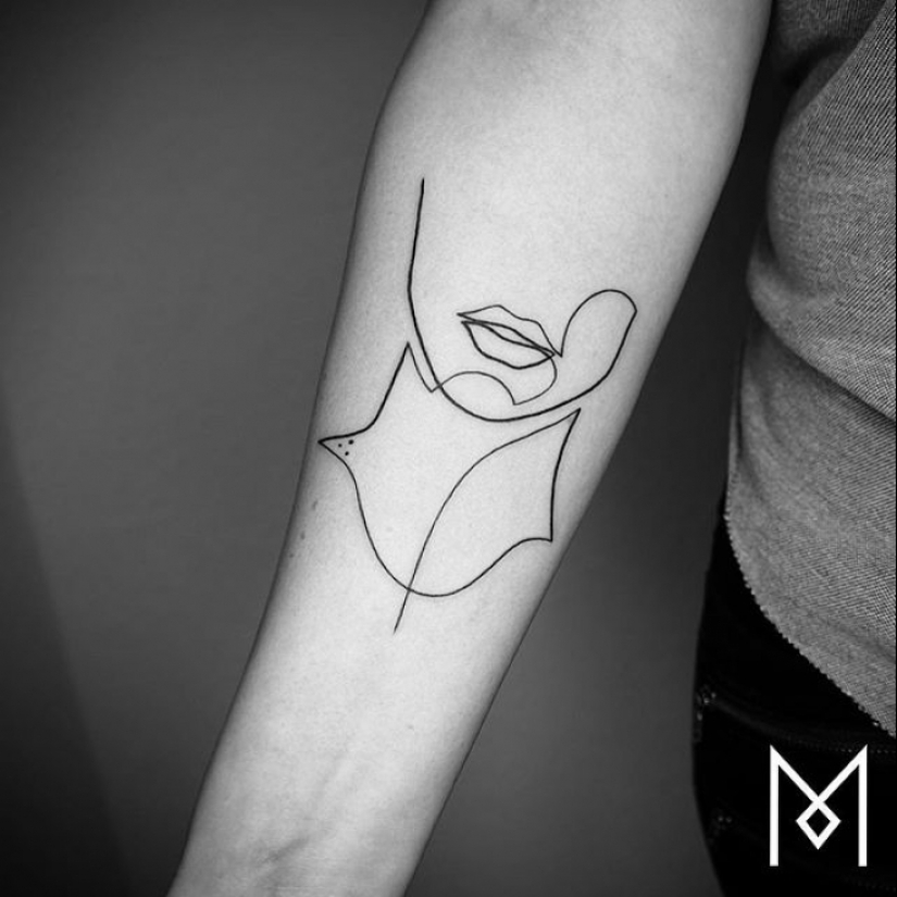 Cool minimalistic tattoos drawn in one line