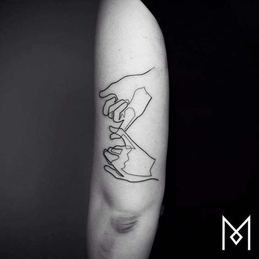 Cool tatuajes minimalistas dibujados en una línea