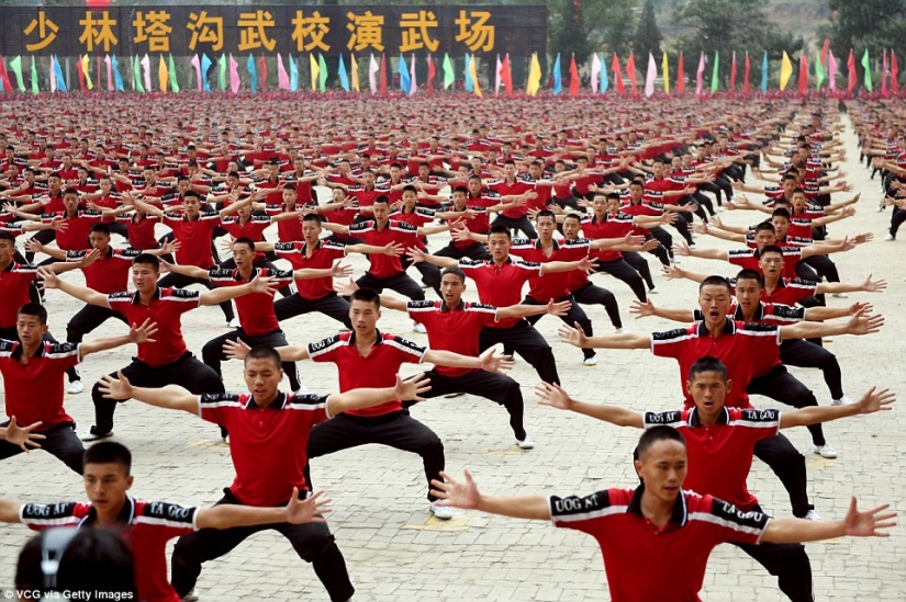 Coro de Kung Fu: 30 mil estudiantes de todo el mundo mostraron una clase en el monasterio Shaolin
