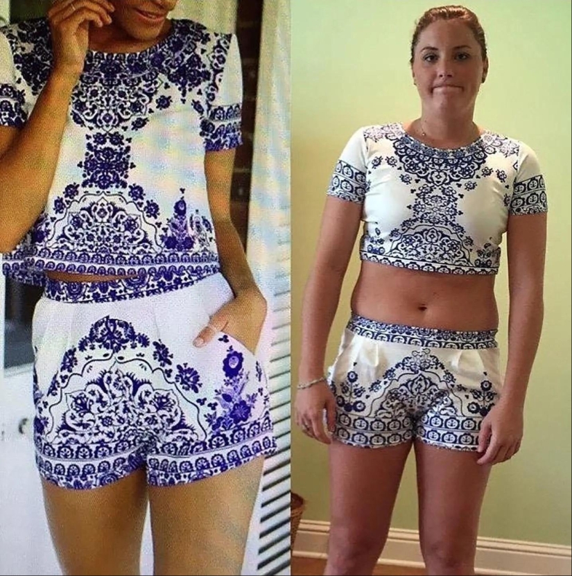 Crazy photos of women's clothing shopping on the Internet - expectation and reality