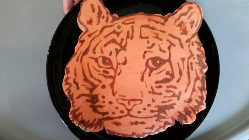 Creative dad bakes fantastic colorful pancakes for his child