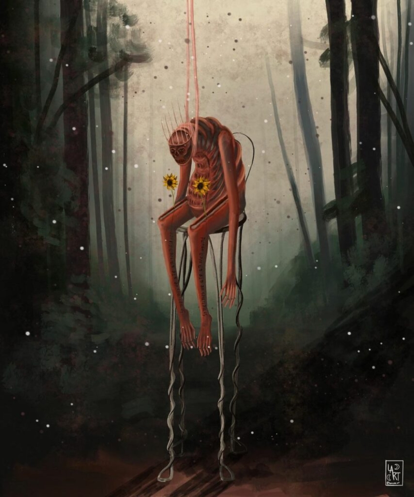 Criaturas ctónicas del bosque ilustradas por Luna Ana