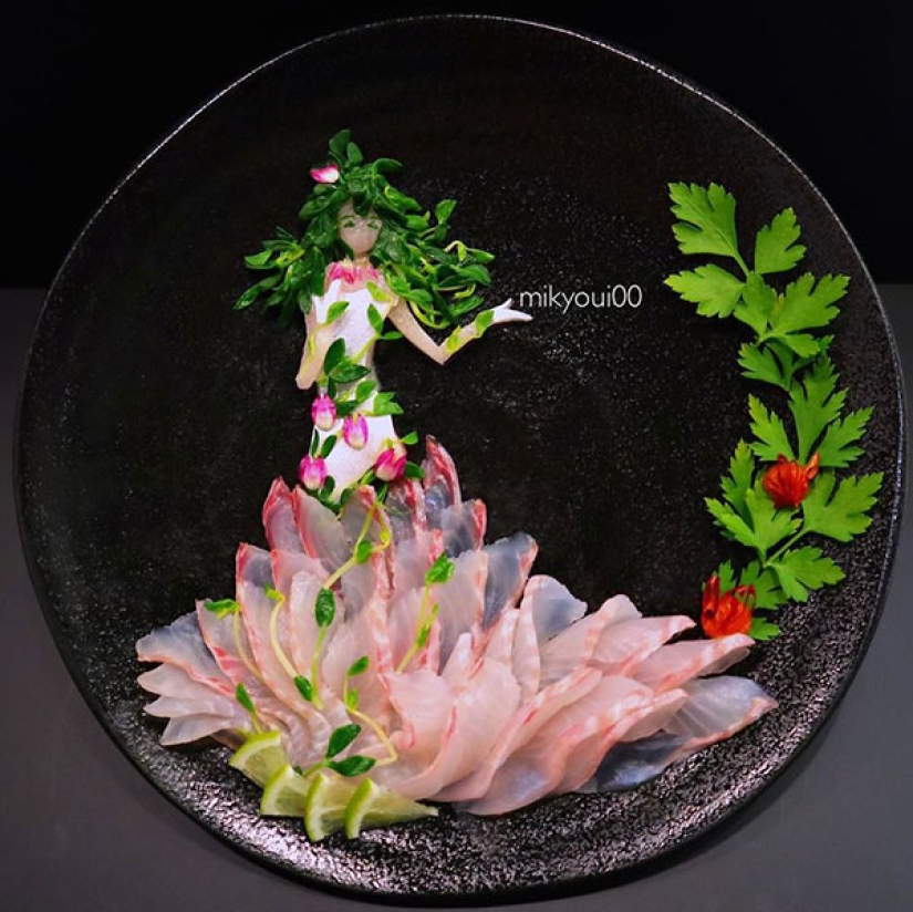 Culinary art plates: Japanese chef turns cutting fish into real masterpieces