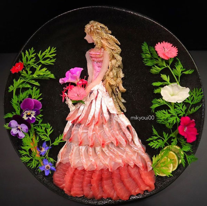 Culinary art plates: Japanese chef turns cutting fish into real masterpieces